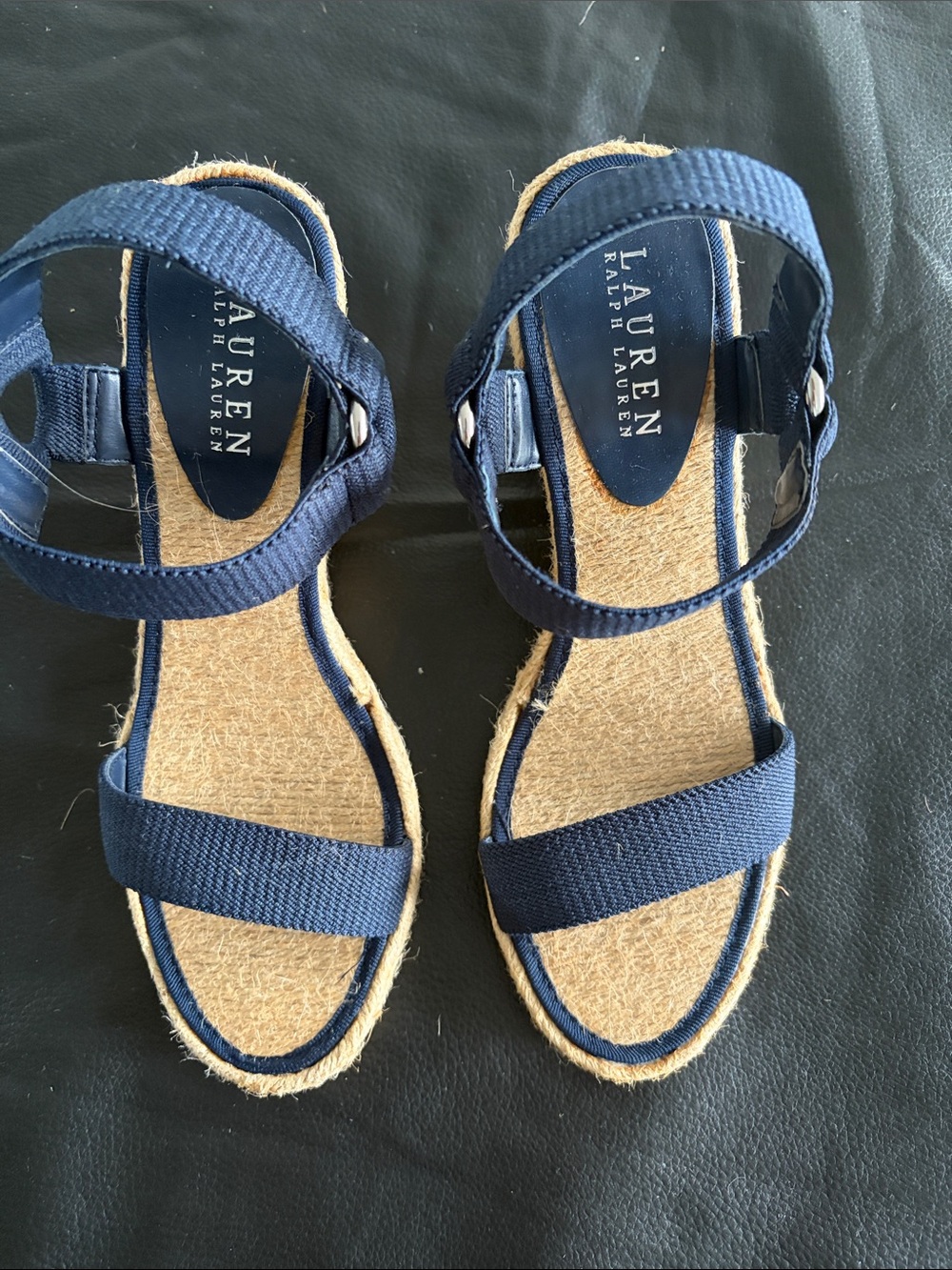 Lauren Ralph Lauren Navy Canvas Espadrille Sandals